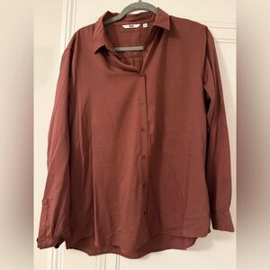 Mauve Uniqlo Button-Up Blouse
